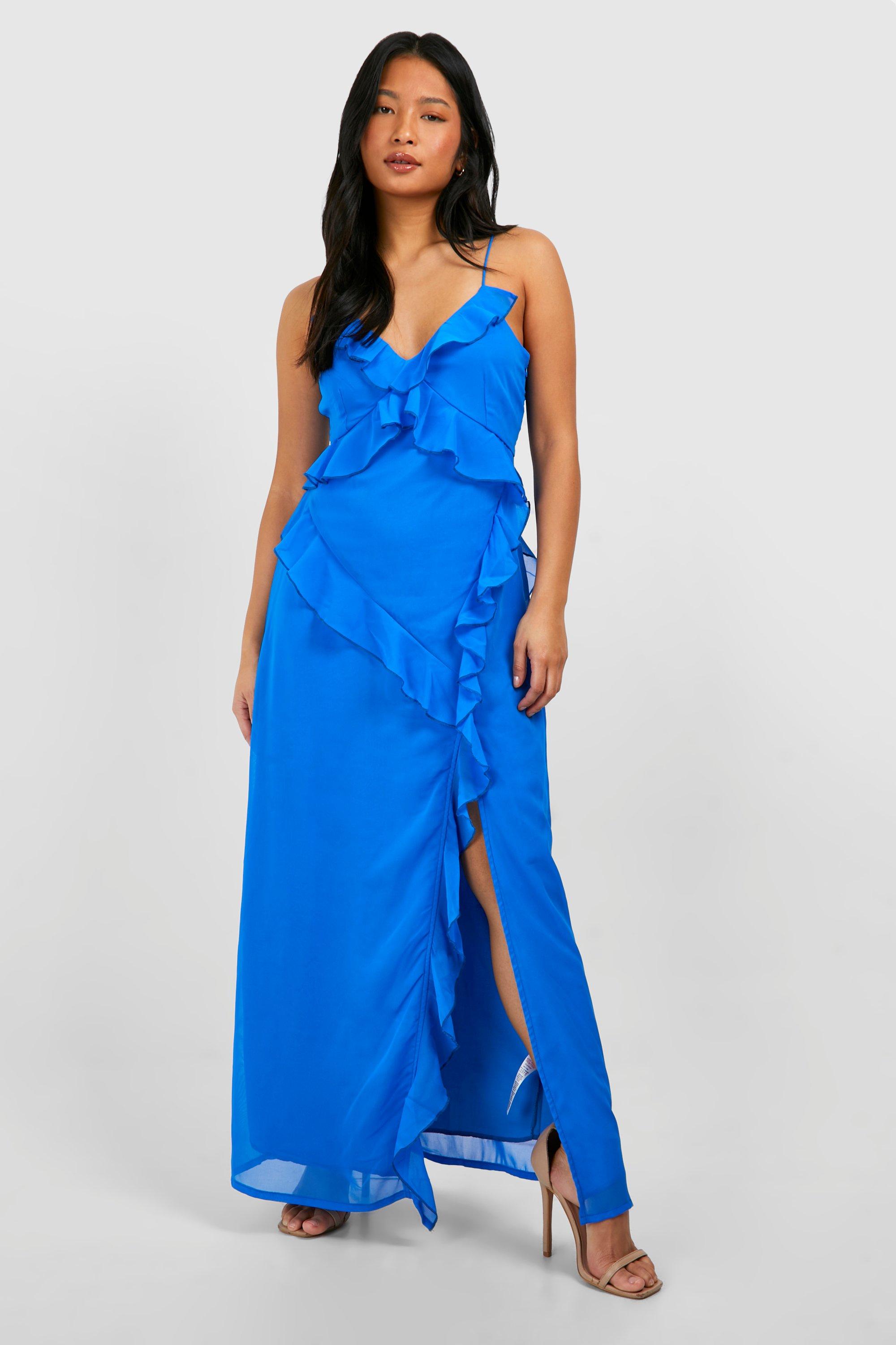 Petite Chiffon Ruffle Maxi Dress boohoo UK